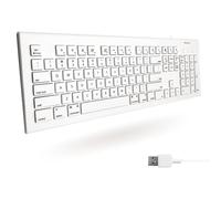 Macally MKEYE - Teclado (USB, Inglés, PC/server, Estándar, Derecho, Color blanco)