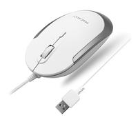 Macally Ratón silencioso con cable, delgado y compacto USB para Apple Mac o Windows PC, portátil/escritorio, diseñado con sensor óptico e interruptor DPI, simple y cómodo mouse de computadora con
