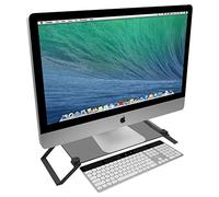 Macally SPACESTAND - Soporte para Monitor de Cristal Templado con Espacio de Almacenamiento Abierto, soporta monitores y Otros Dispositivos de hasta 50 cm de Ancho y 18 kg de Peso.