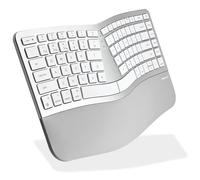 Macally Teclado ergonómico dividido inalámbrico para Mac, modo dual (BT + cable), recargable, cojín de muñeca, USB C + enchufe A, teclado Bluetooth compacto ergonómico para MacBook, iPad, iPhone