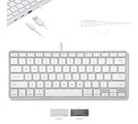 Macally Teclado pequeño para Mac con concentrador USB (2 USB-C / 1 USB-A) - 3 puertos - Teclado Mac con cable con enchufe USB 2 en 1 - Ahorra espacio con un teclado compatible con Apple (diseño de 78