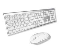 Macally Teclado y mouse Bluetooth premium para Mac, multidispositivo, combo de teclado y mouse inalámbricos Mac recargables (110 teclas), teclado Bluetooth delgado para MacBook e iMac