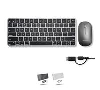 Macally Teclado y mouse inalámbricos compactos para Mac, modo dual (Bluetooth + cable), multidispositivo, recargable, mini teclado y mouse inalámbricos Apple para MacBook, gris espacial
