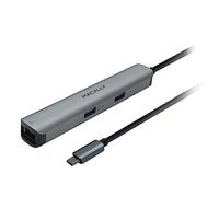 Macally UCDOCK6 - Concentrador multipuerto USB-C 6 en 1 con USB-A, USB-C con entrega de energía, HDMI y Gigabit Ethernet, plateado/gris espacial