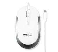 Macally Ucdynamouse-W, ratón óptico silent click silencioso de 3 botones con vable USB-C, blanco / gris sideral (space grey)