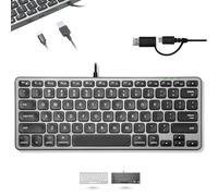Macally Wired Keyboard for Mac with USB Hub (2X USBC / 1x USBA) - Compatible Small Apple Key Board with 2 in 1 USB Plug - for MacBook Pro/Air, Mac Mini, iMac