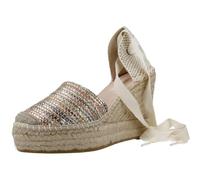 MACARENA - Sandalia con cuña alta de esparto,espadril,yute,suela de goma,tela,plataforma,cordones al tobillo, para: Mujer color: TAUPE talla:39