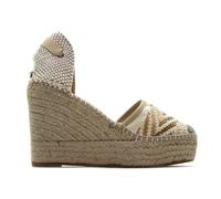 MACARENA - Sandalia con cuña de esparto,espadril,yute,suela de goma,tela,cordones al tobillo, para: Mujer color: BEIGE talla:36