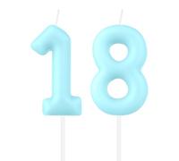 Macaron - Velas de cumpleaños número 18, vela azul macaron con el número 18 para tarta, velas azules de 18 cumpleaños, velas de tarta macaron, decoraciones de tarta para niñas, niños, hombres, mujeres
