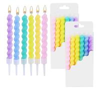 Macarone - Juego de velas de cumpleaños en espiral, 12 velas de fiesta, decoraciones coloridas para tartas para baby showers, cumpleaños y bodas