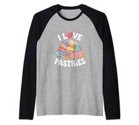 Macarons coloridos I Love Pastries Camiseta Manga Raglan
