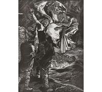 Macbeth y Banquo conocen a las tres brujas. Una escena del acto Macbeth 1 escena 3 de WIlliam Shakespeare. Después de una obra de principios del siglo XX de Johannes Josephus Aarts. Póster impreso por