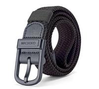 MACBORO Cinturón hipoalergénico sin metal aprobado por la TSA para hombre, elástico, trenzado, accesorios de golf, 3,5 cm, Negro, Fits Waist 37-38 in | Overall Length 47 in