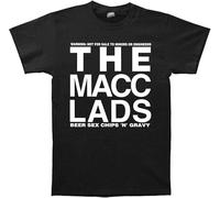 Macc Lads Beer and Sex and Chips N Gravy 1985 Album Cover T-Shirt Black S Mens