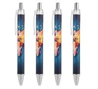 maccbn 4 bolígrafos retráctiles de gel de 0,5 mm, tinta negra líquida, suave, con diseño abstracto de mapa del mundo, con agarre ergonómico cómodo, de secado rápido y sin manchas, recargables, para