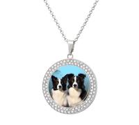 maccbn Border Collie - Collar de diamantes para mujer, collar conmemorativo para pareja, cadena de aleación de 20 pulgadas, collar con colgante de foto personalizada para cumpleaños, aniversario