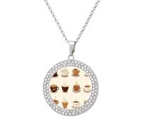 maccbn Coffee Collection - Collar de diamantes para mujer, collar conmemorativo para pareja, cadena de aleación de 20 pulgadas, collar con colgante de foto personalizada para cumpleaños, aniversario