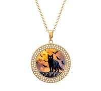 maccbn Collar de diamante de murciélago de gato negro para mujer, collar conmemorativo para pareja, cadena de aleación de 20 pulgadas, collar con colgante de foto personalizada para cumpleaños