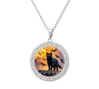 maccbn Collar de diamante de murciélago de gato negro para mujer, collar conmemorativo para pareja, cadena de aleación de 20 pulgadas, collar con colgante de foto personalizada para cumpleaños
