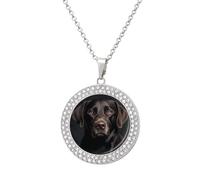 maccbn Collar de diamante de perro de laboratorio negro para mujer, collar conmemorativo para pareja, cadena de aleación de 20 pulgadas, collar con colgante de foto personalizada para cumpleaños