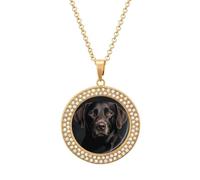 maccbn Collar de diamante de perro de laboratorio negro para mujer, collar conmemorativo para pareja, cadena de aleación de 20 pulgadas, collar con colgante de foto personalizada para cumpleaños