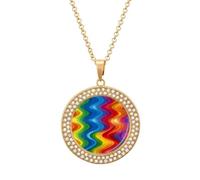 maccbn Collar de diamantes arcoíris para mujer, collar conmemorativo para pareja, cadena de aleación de 20 pulgadas, collar con colgante de foto personalizada para cumpleaños, aniversario, joyería de