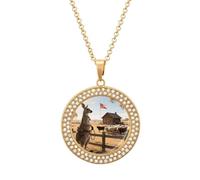 maccbn Collar de diamantes canguro de vaquero para mujer, collar conmemorativo para pareja, cadena de aleación de 20 pulgadas, collar con colgante de foto personalizada para cumpleaños, aniversario