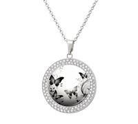 maccbn Collar de diamantes con mariposas negras y grises para mujer, collar conmemorativo para pareja, cadena de aleación de 20 pulgadas, collar con colgante de foto personalizada para cumpleaños