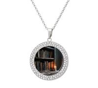 maccbn Collar de diamantes con vela antigua para mujer, collar conmemorativo para pareja, cadena de aleación de 20 pulgadas, collar con colgante de foto personalizada para cumpleaños, aniversario