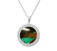 maccbn Collar de diamantes de billar para mujer, collar conmemorativo para pareja, cadena de aleación de 20 pulgadas, collar con colgante de foto personalizada para cumpleaños, aniversario, joyería
