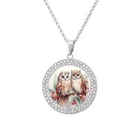 maccbn Collar de diamantes de búhos en el árbol para mujer, collar conmemorativo para pareja, cadena de aleación de 20 pulgadas, collar con colgante de foto personalizada para cumpleaños, aniversario