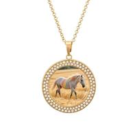 maccbn Collar de diamantes de caballo arcoíris para mujer, collar conmemorativo para pareja, cadena de aleación de 20 pulgadas, collar con colgante de foto personalizada para cumpleaños, aniversario