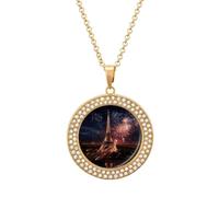 maccbn Collar de diamantes de la Torre Eiffel con fuegos artificiales para mujer, collar conmemorativo para pareja, cadena de aleación de 20 pulgadas, collar con colgante de foto personalizada para