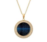 maccbn Collar de diamantes de matriz binaria azul para mujer, collar conmemorativo para pareja, cadena de aleación de 20 pulgadas, collar con colgante de foto personalizada para cumpleaños