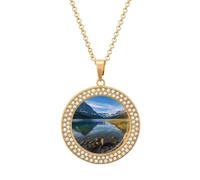 maccbn Collar de diamantes del Parque Nacional Glacier para mujer, collar conmemorativo para pareja, cadena de aleación de 20 pulgadas, collar con colgante de foto personalizada para cumpleaños