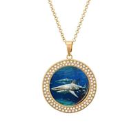 maccbn Collar de dos tiburones blancos con diamantes para mujer, collar conmemorativo para pareja, cadena de aleación de 20 pulgadas, collar con colgante de foto personalizada para cumpleaños