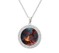 maccbn Collar de dragón con diamantes para mujer, collar conmemorativo para pareja, cadena de aleación de 20 pulgadas, collar con colgante de foto personalizada para cumpleaños, aniversario, joyería