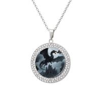 maccbn Collar de dragón negro con diamantes para mujer, collar conmemorativo para pareja, cadena de aleación de 20 pulgadas, collar con colgante de foto personalizada para cumpleaños, aniversario
