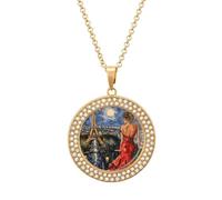 maccbn Collar de mujer en túnica roja con diamantes para mujer, collar conmemorativo para pareja, cadena de aleación de 20 pulgadas, collar con colgante de foto personalizada para cumpleaños