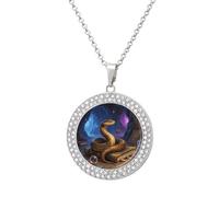 maccbn Collar de serpiente bruja con diamantes para mujer, collar conmemorativo para pareja, cadena de aleación de 20 pulgadas, collar con colgante de foto personalizada para cumpleaños, aniversario