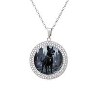 maccbn Collar gótico de diamante de perro negro para mujer, collar conmemorativo para pareja, cadena de aleación de 20 pulgadas, collar con colgante de foto personalizada para cumpleaños, aniversario