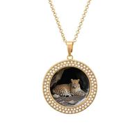 maccbn Cougar in The Cave - Collar de diamantes para mujer, collar conmemorativo para pareja, cadena de aleación de 20 pulgadas, collar con colgante de foto personalizada para cumpleaños, aniversario