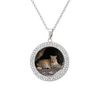 maccbn Cougar in The Cave - Collar de diamantes para mujer, collar conmemorativo para pareja, cadena de aleación de 20 pulgadas, collar con colgante de foto personalizada para cumpleaños, aniversario