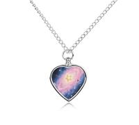 maccbn Galaxy Space - Collar de urna para cenizas de mascotas, impermeable, colgante conmemorativo de corazón con kit de relleno, cadena ajustable de 27.6 pulgadas, joyería de recuerdo para perros y