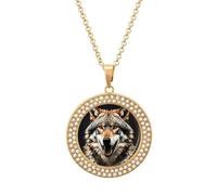 maccbn Hungry Like A Wolf - Collar de diamantes para mujer, collar conmemorativo para pareja, cadena de aleación de 20 pulgadas, collar con colgante de foto personalizada para cumpleaños, aniversario