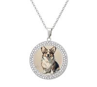 maccbn Sketch Corgi - Collar de diamantes para mujer, collar conmemorativo para pareja, cadena de aleación de 20 pulgadas, collar con colgante de foto personalizada para cumpleaños, aniversario