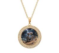 maccbn The Lovers - Collar conmemorativo de diamante con calavera para mujer, cadena de 20 pulgadas, collar con colgante de foto personalizada para cumpleaños, aniversario, joyería, regalo para novia
