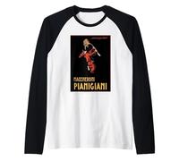 Macceroni Pianigiani Payaso Comiendo Espaguetis con Tenedor Camiseta Manga Raglan