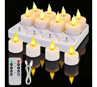 Macchiatto 12 Piezas Velas LED Efecto Llama Velas LED Recargables USB de Brillo de Nivel 9, 2 Modos de Iluminación, Cronómetro,Adecuado para Halloween, Navidad, San Valentín y Decoración del Hogar