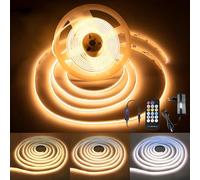 Macchiatto Tira LED COB de 5 m, autoadhesiva, con mando a distancia, temperatura de color ajustable, tiras LED COB de aplicación flexible en retroiluminación de TV, dormitorio, cocina